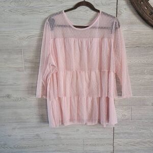 Lane Bryant Lace Ruffle Blouse Sz 22/24Top Valentines Plus Size